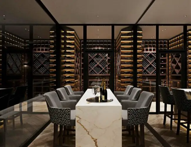 Modern Dining Room with Integrated Wine Storage