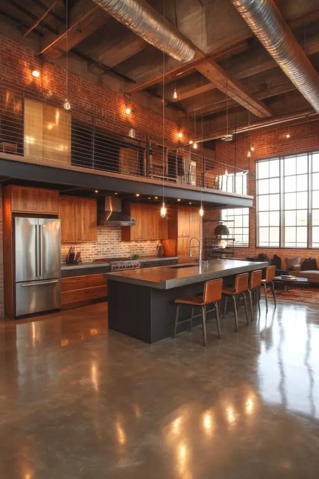 Spacious Industrial Loft Kitchen Design