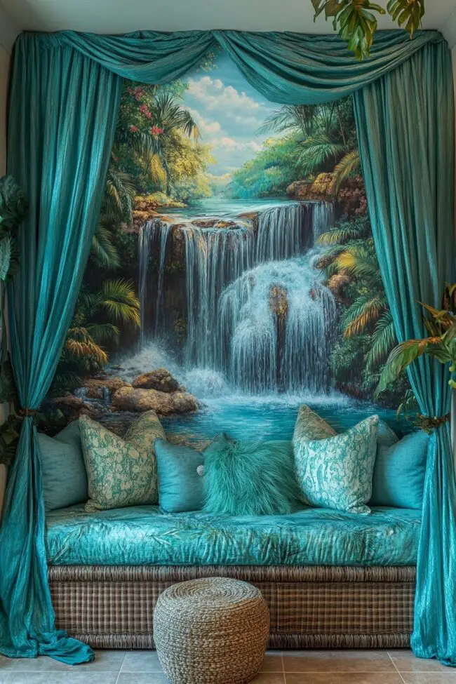 Tranquil Waterfall-Inspired Sleep Space