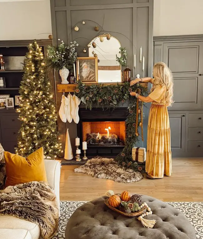 Cozy Living Room Fireplace Display