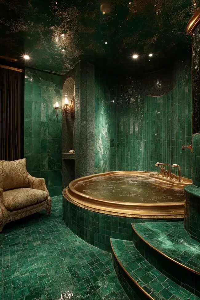 Luxurious Emerald and Gold Retreat