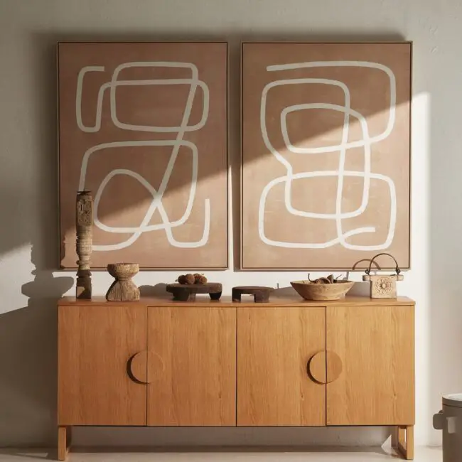 Abstract Art Combined with Wood Elements