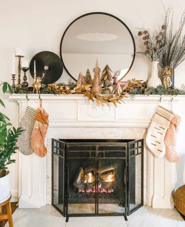 Glamorous Holiday Mantle with Luxurious Accents