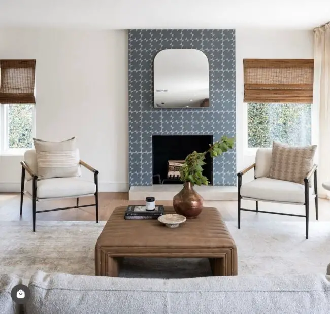 Blue Moroccan Tile Fireplace