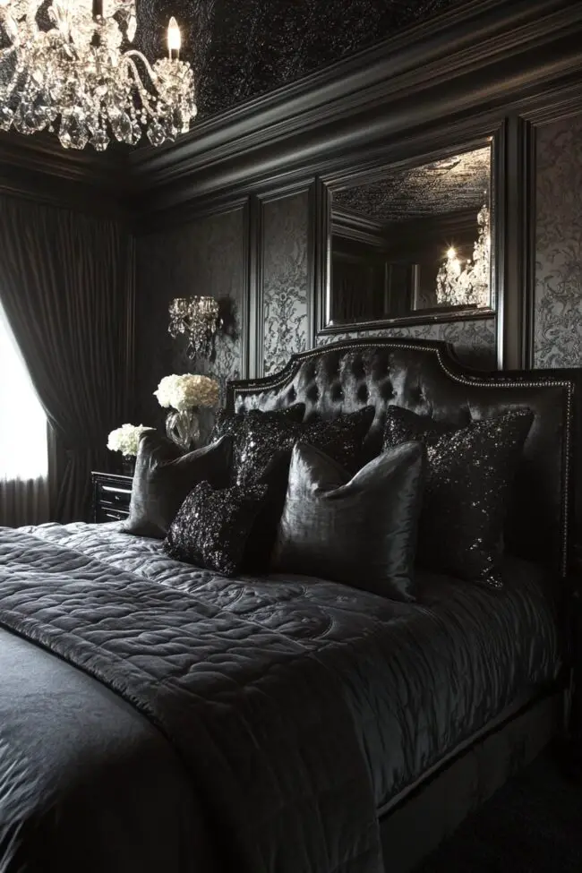 Elegant Black Bedroom Accents