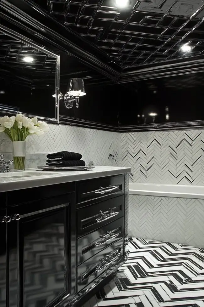 Chevron Patterned Bathroom Delight