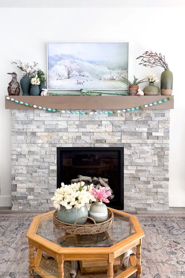 Serene Spring Mantle with a Modern Edge