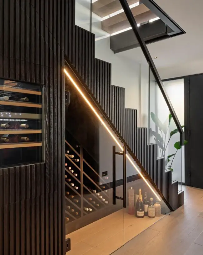 Modern Wine Storage Under the Stairs