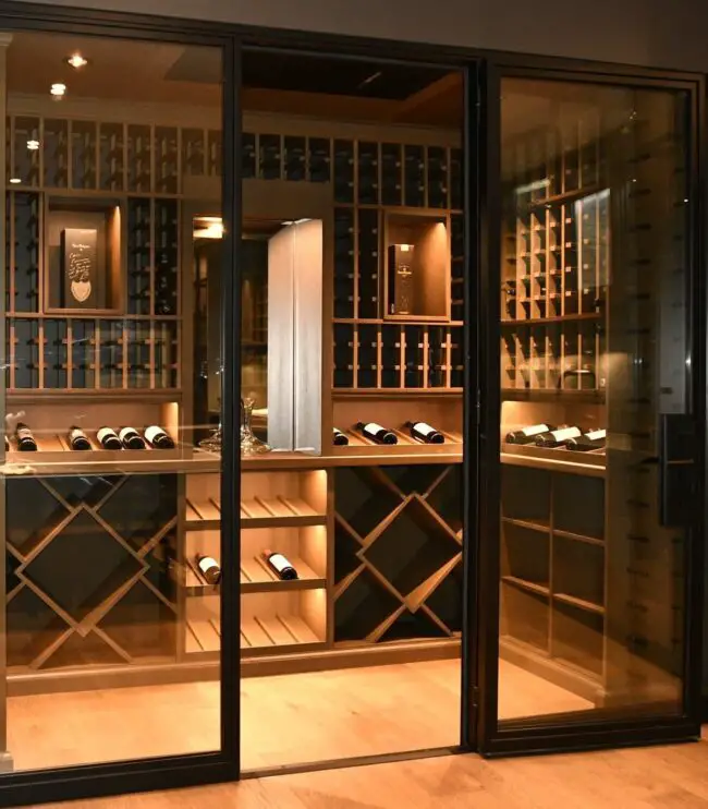 Luxe Wine Cellar with Modern Lighting