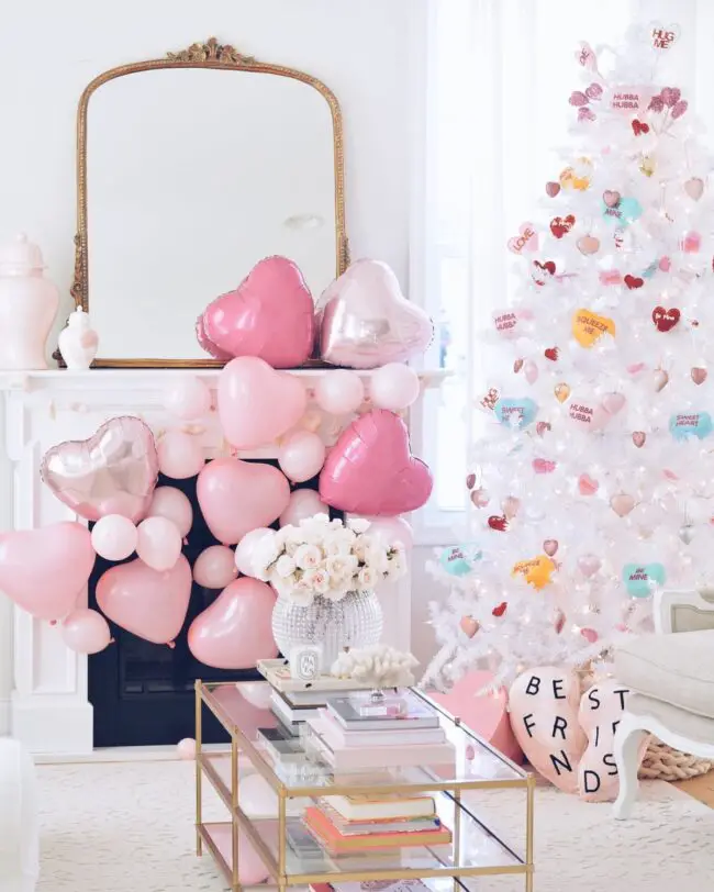 Colorful Valentine’s Day Balloon Tree Display