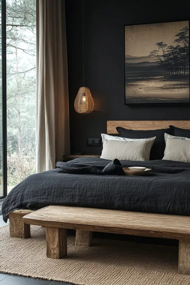 Tranquil Black Bedroom Retreat