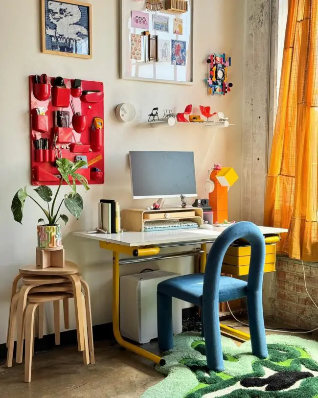 Eclectic and Playful Office Setup