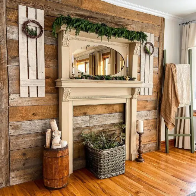 Rustic Winter Mantel Styling