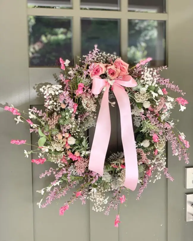 Charming Floral Wreath in Pink and White