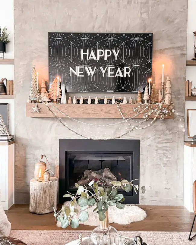 Simple Mantel with a Touch of Sparkle