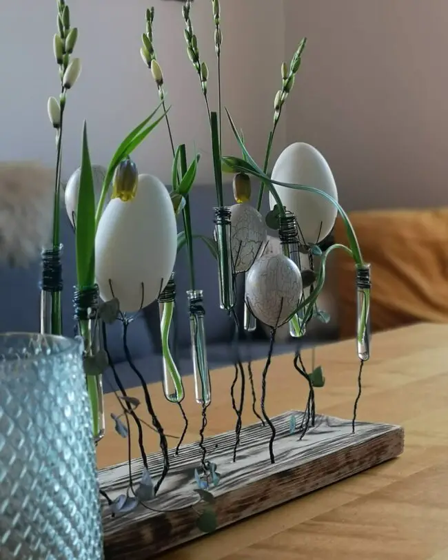 Contemporary Egg and Grass Display Design