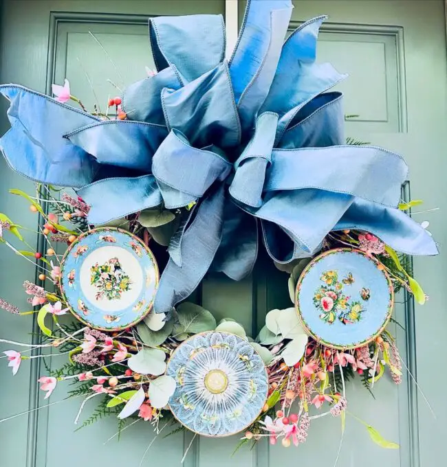 Charming Antique Plates with Ribbon Accents