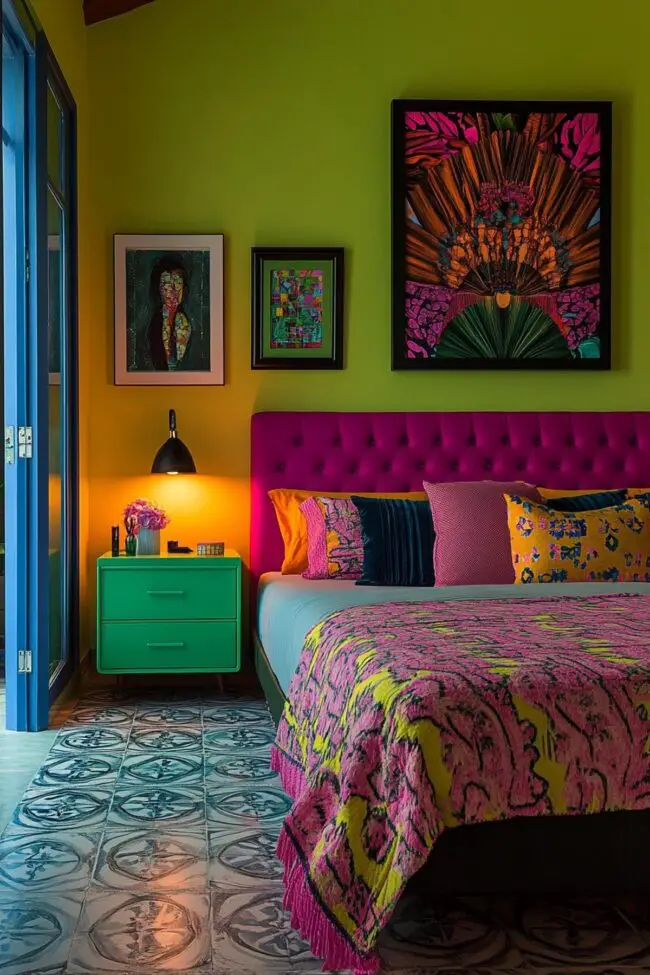 Lively Retreat in Neon Green and Pink