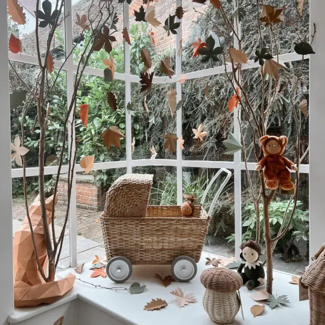 Playful Fall Window Scene Decoration