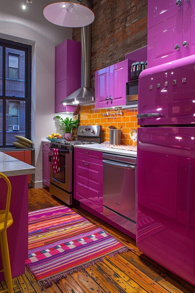 Bold Tiny Kitchen Designs with Pop Art