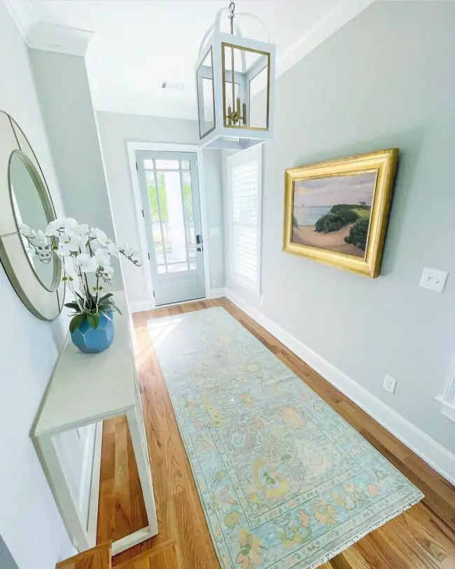 Coastal Foyer with Soft Blue Hues