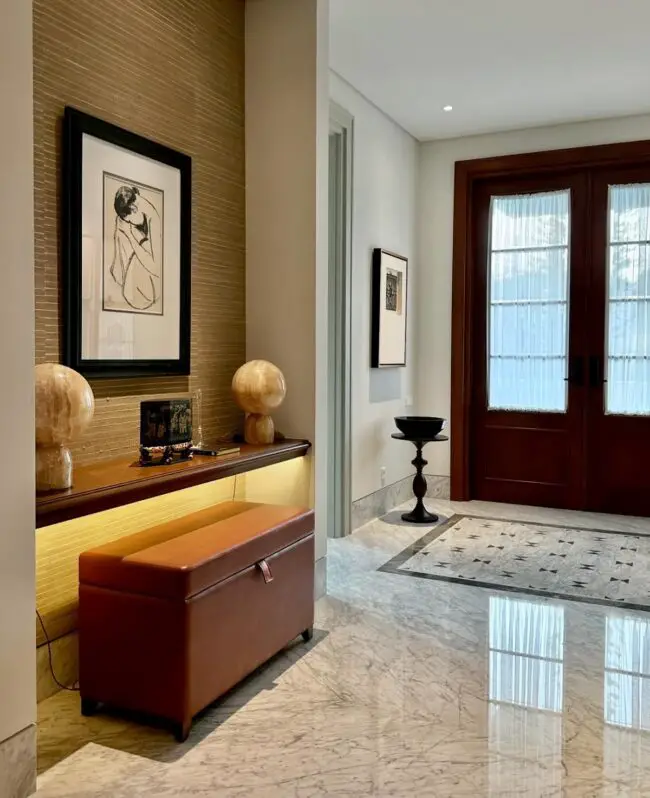 Marble Foyer with Warm Lighting