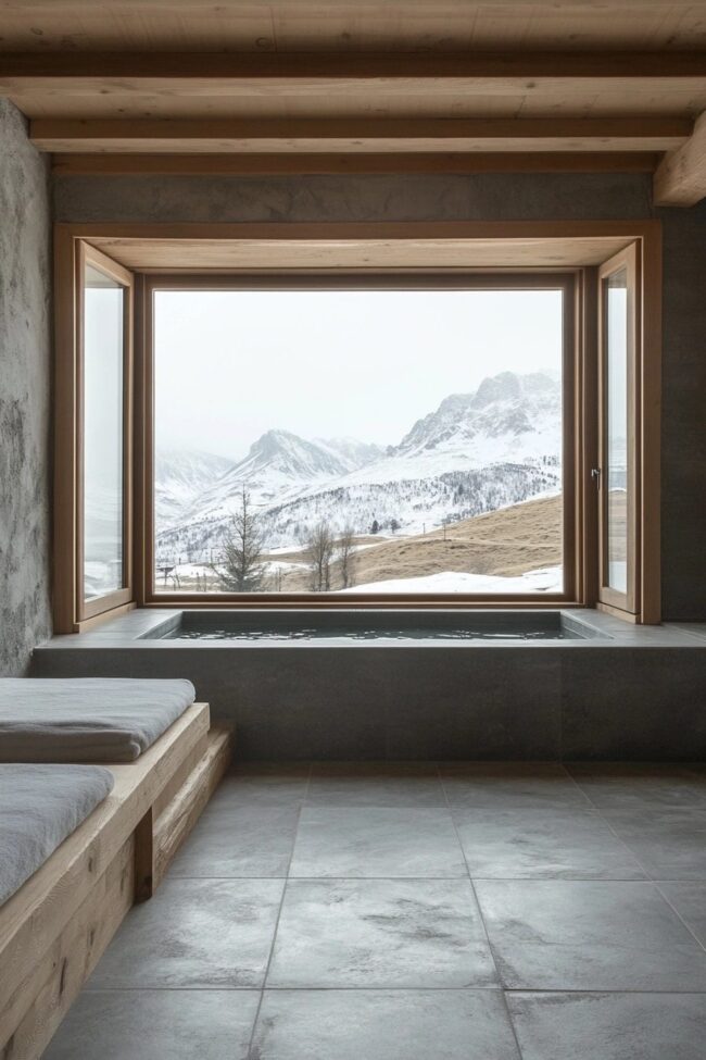 Sleek Bathroom with Mountain View