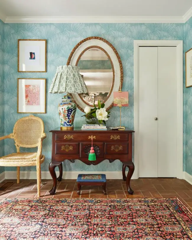 Eclectic Entry with a Pop of Color