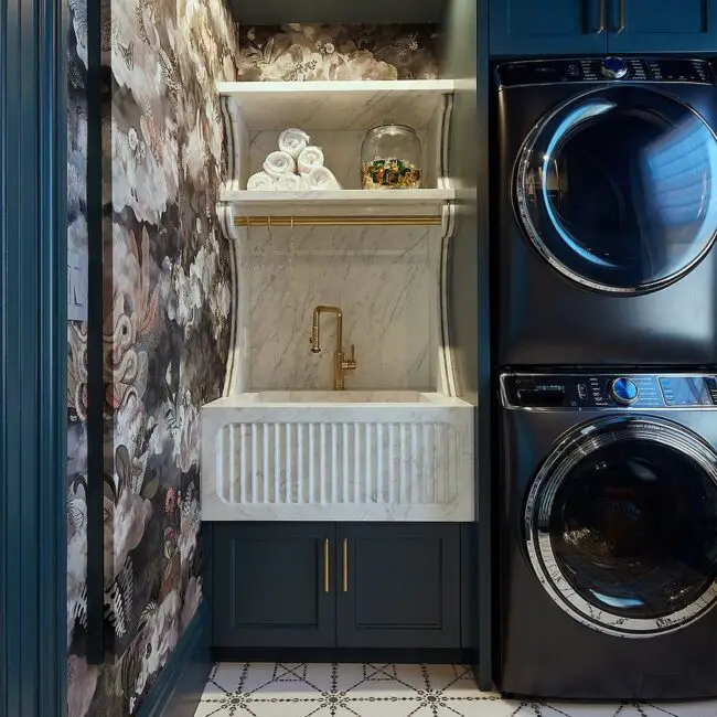 Luxurious Laundry with Marble and Gold