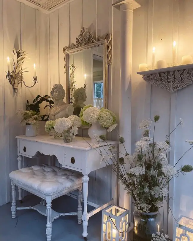 French Country Glam with a Vintage Vanity