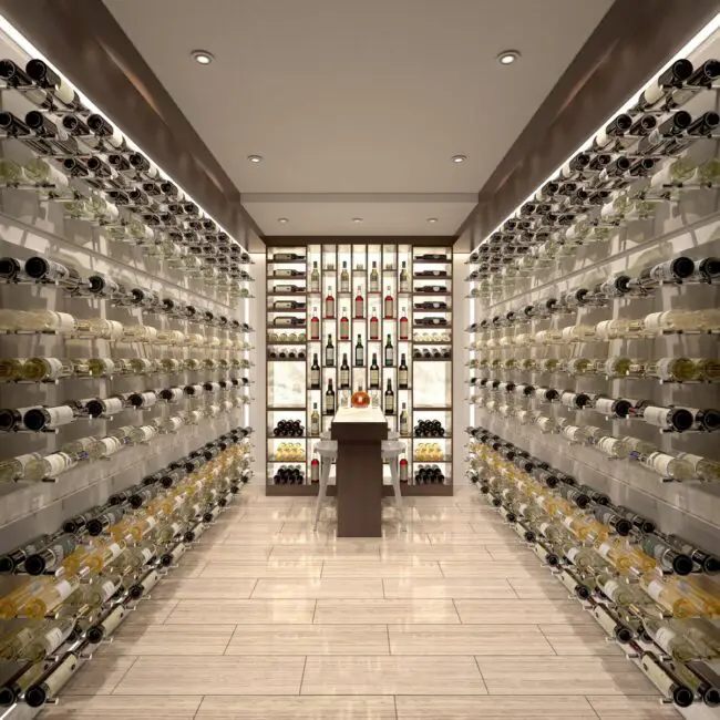 Minimalist Wine Cellar with Central Feature