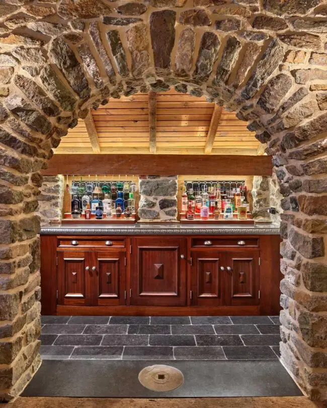 Archway Wine Cellar with Stone Features