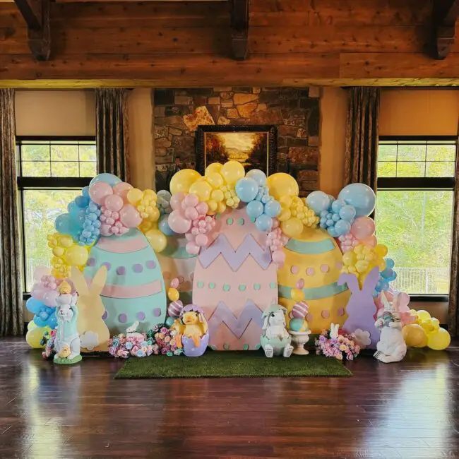 Pastel Easter Egg Balloon Backdrop Delight