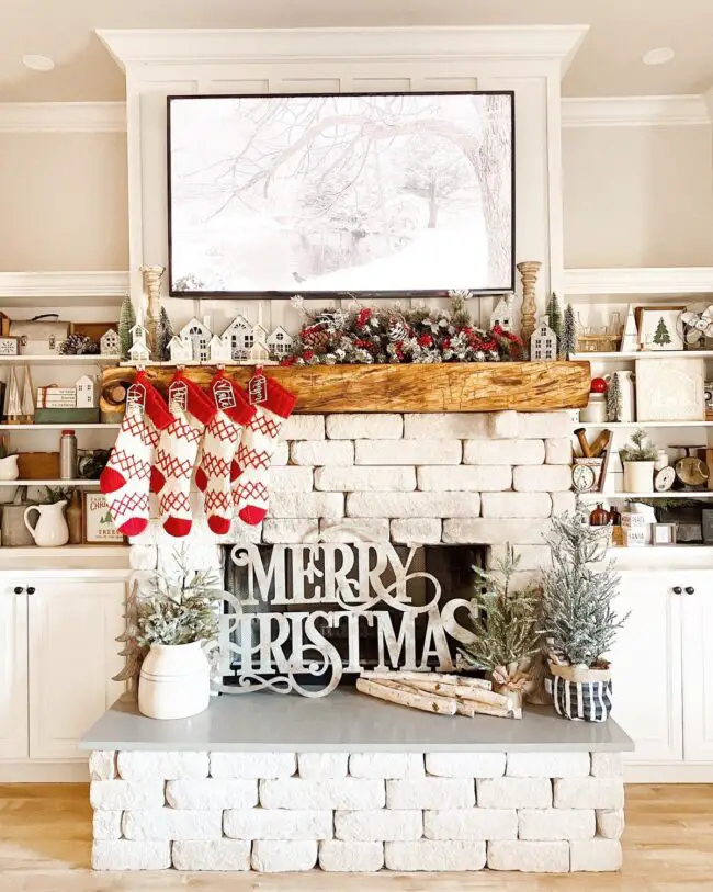 A Bold and Festive Fireplace Display