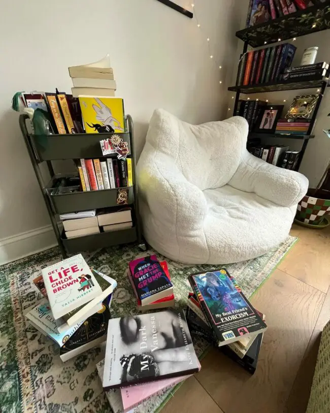 Cozy Book Cart Corner