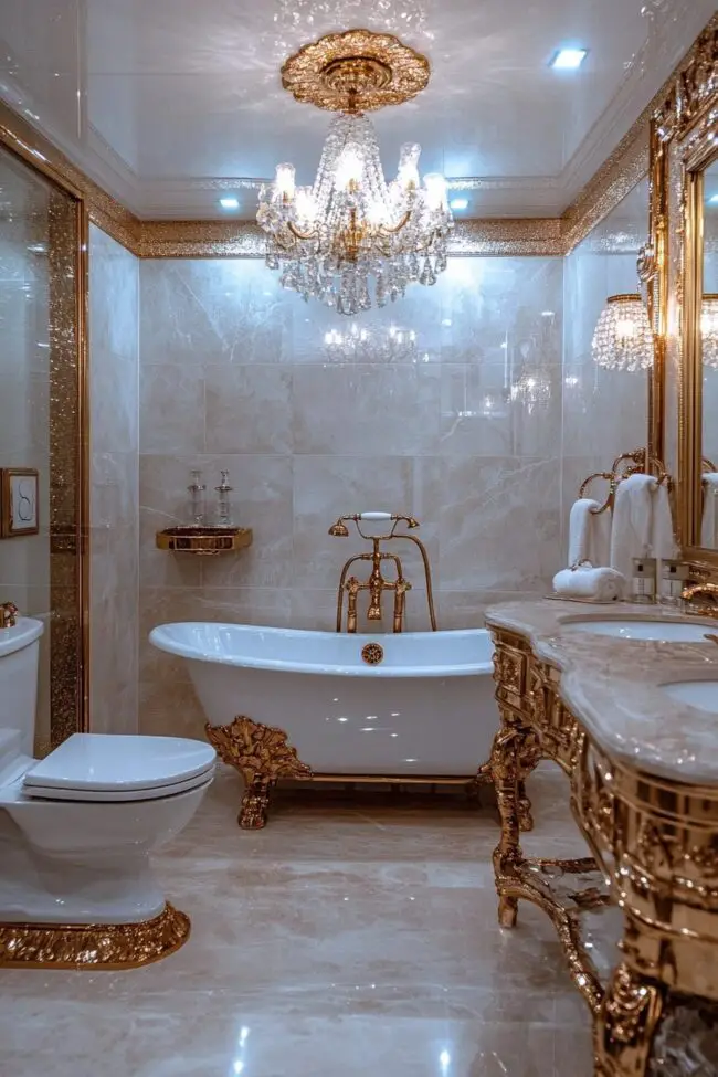 Opulent Gold Bathroom Design