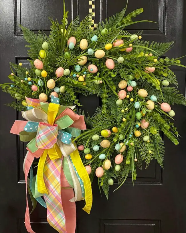 Bright Egg and Ribbon Door Decor