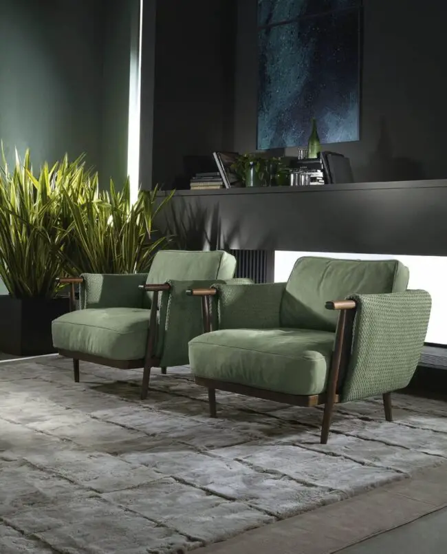 Textured Olive Armchairs