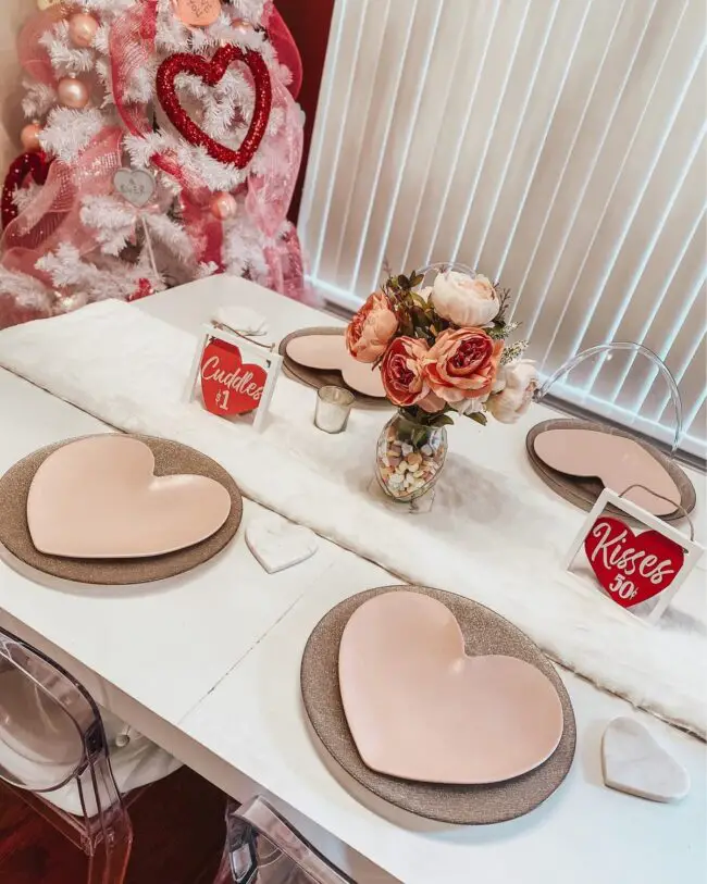 Romantic Table Setting with Heart Plates