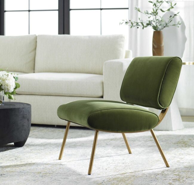 Mid-Century Olive Accent Chair