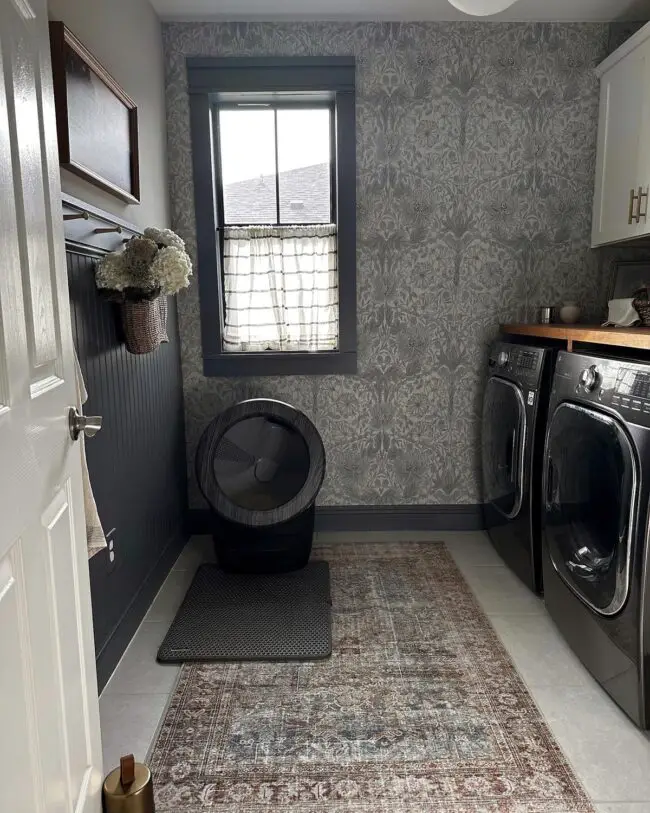 Moody Laundry with Bold Wallpaper