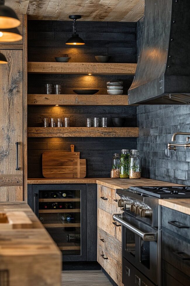 Stylish Rustic Wood Kitchen Design