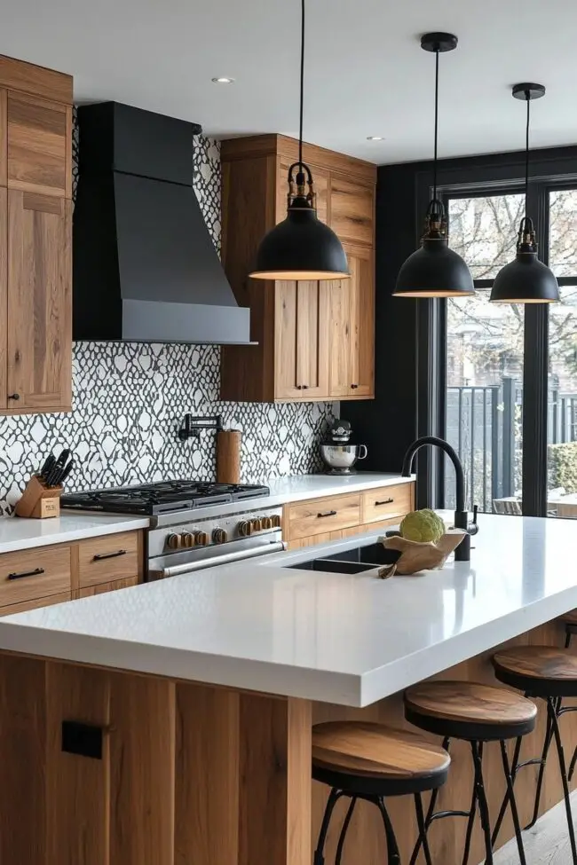 Stylish Kitchen with Geometric Patterns