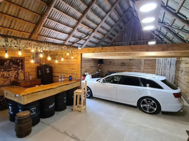 Barn Wood Bar and Workshop Combination